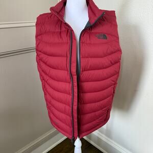 North Face 700 Pro Vest Men's Small Red Goose Down Insulated Full Zip Outerwear